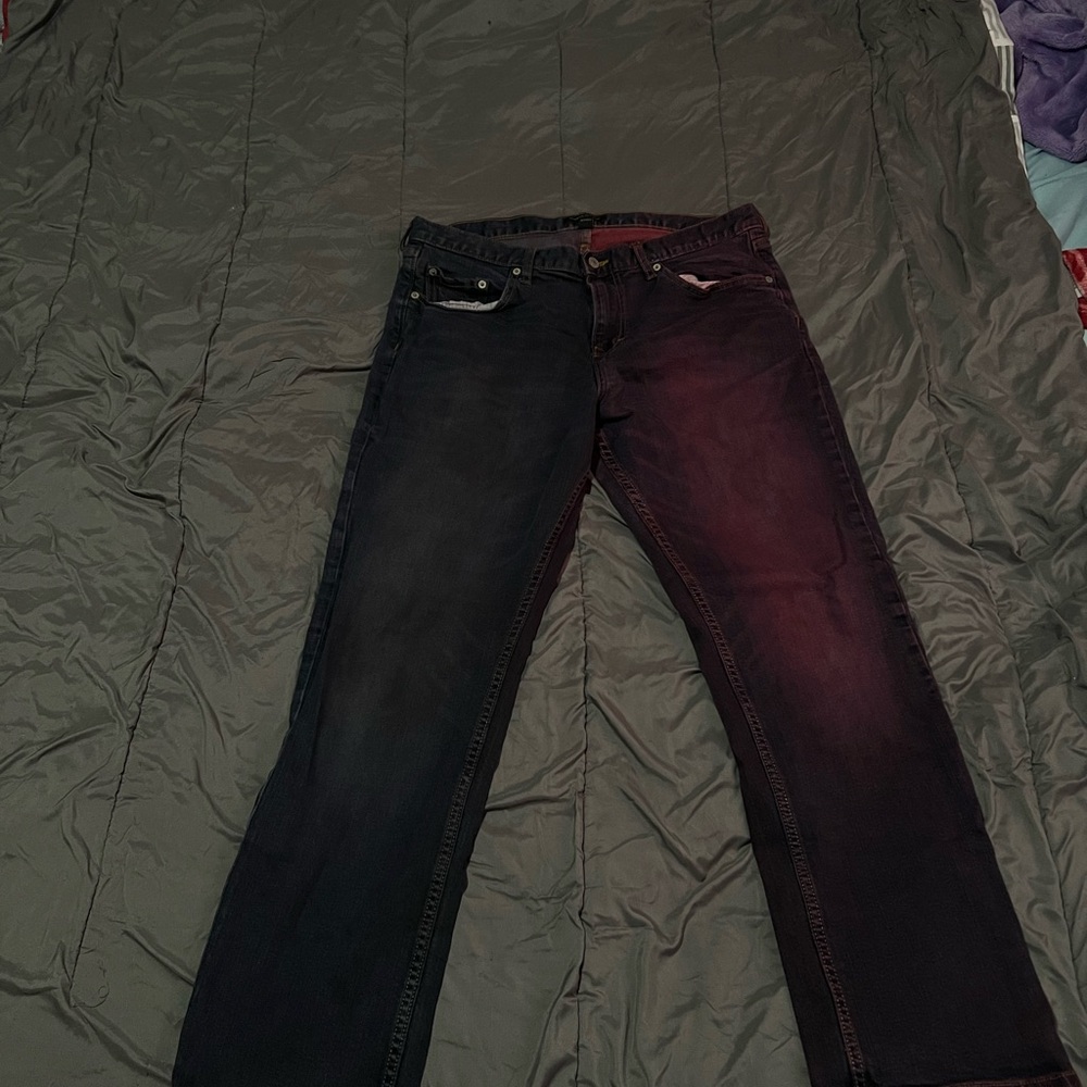 Black and Red Denim Jeans